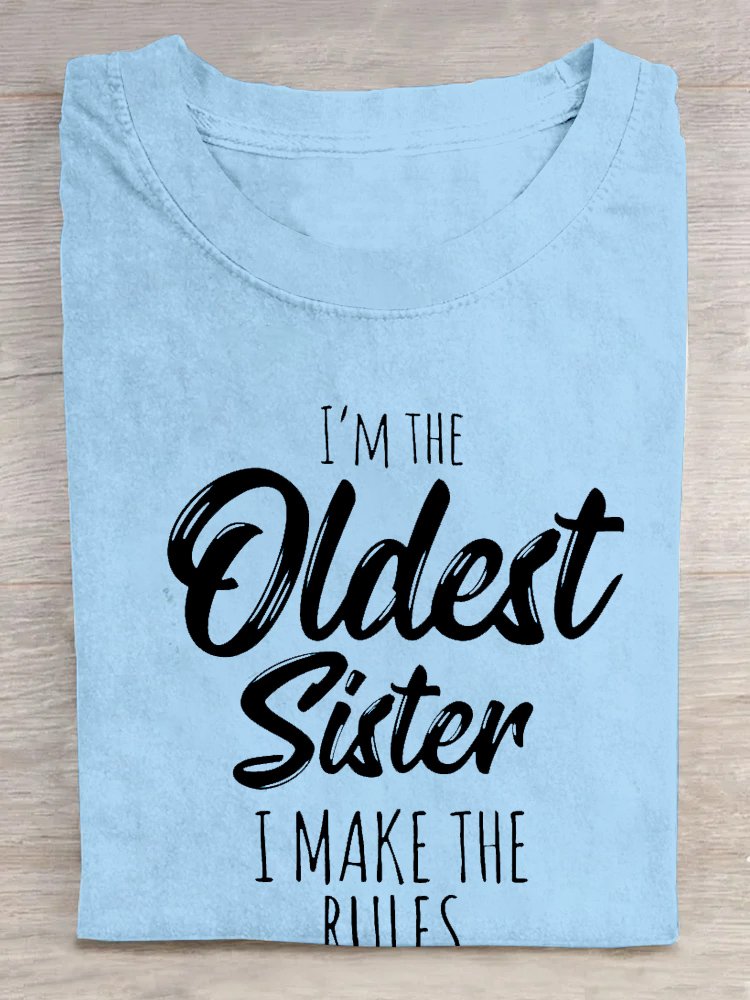 Damen lustige Worte Schwester Lustig Lässig T-Shirt