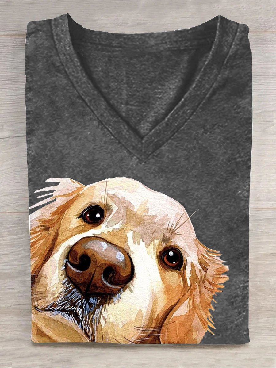 Hund Print Lässig T-Shirt