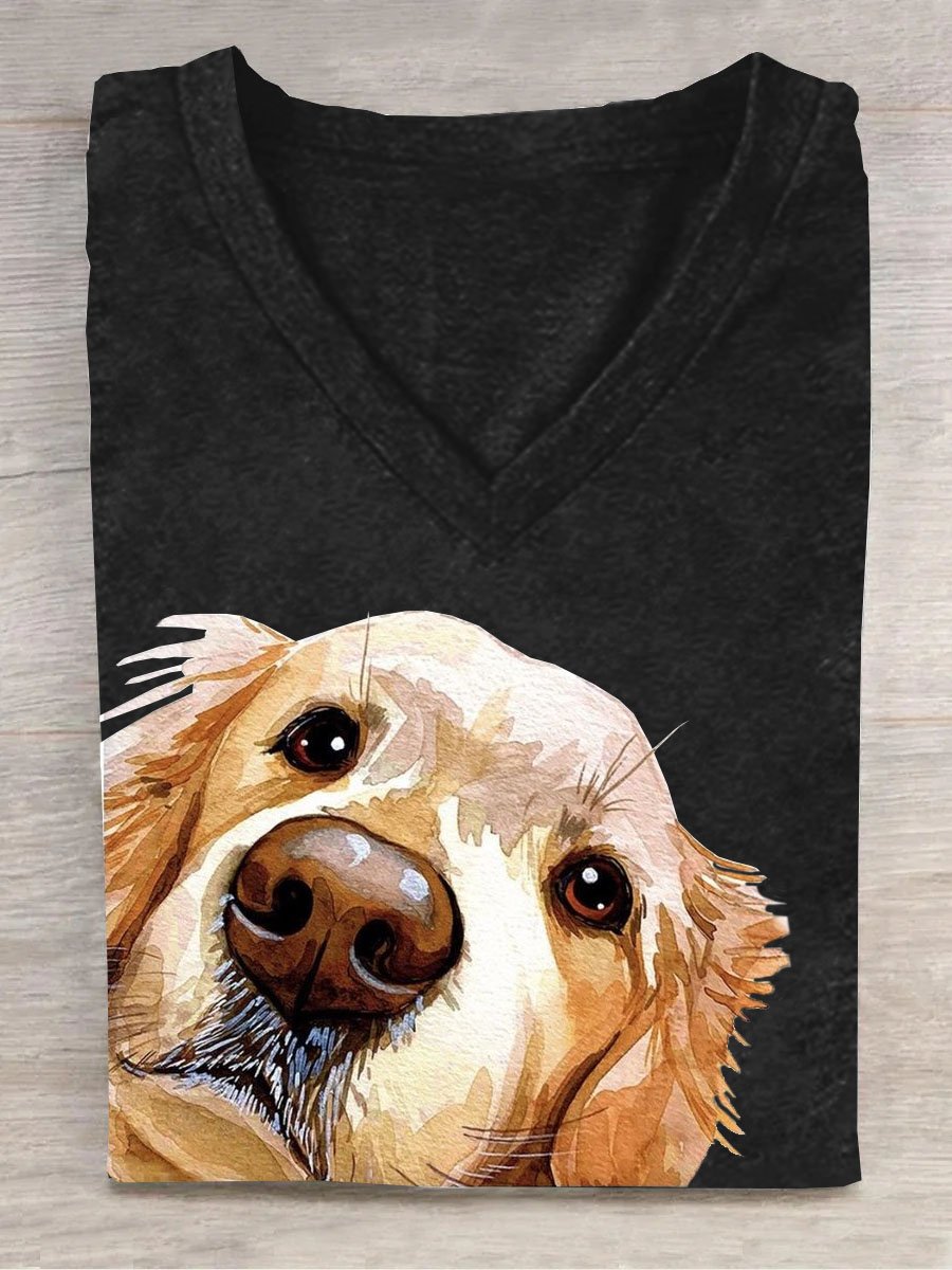 Hund Print Lässig T-Shirt