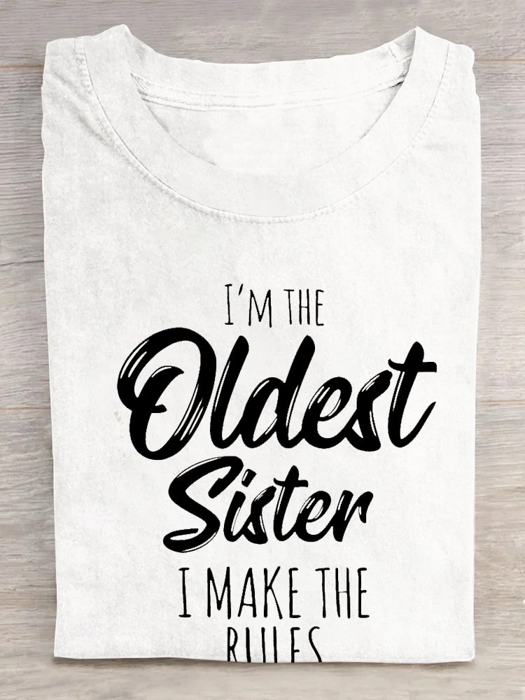 Damen lustige Worte Schwester Lustig Lässig T-Shirt