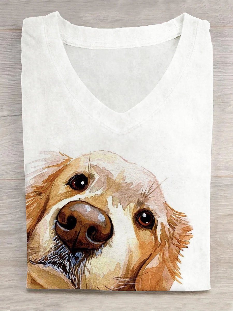 Hund Print Lässig T-Shirt