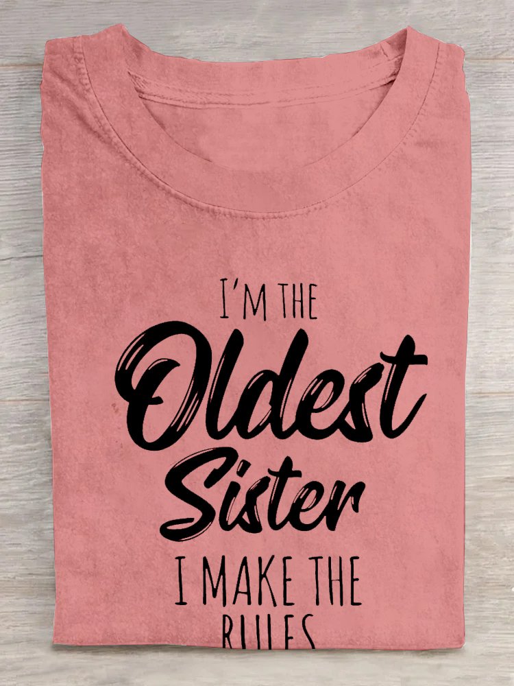 Damen lustige Worte Schwester Lustig Lässig T-Shirt