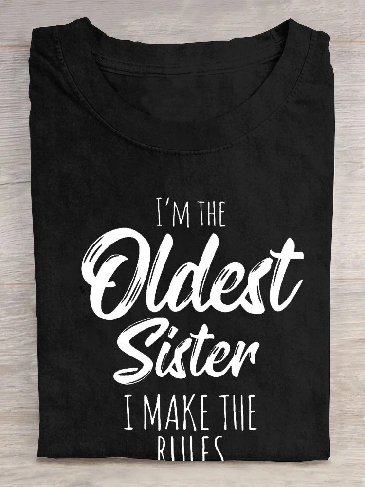 Damen lustige Worte Schwester Lustig Lässig T-Shirt