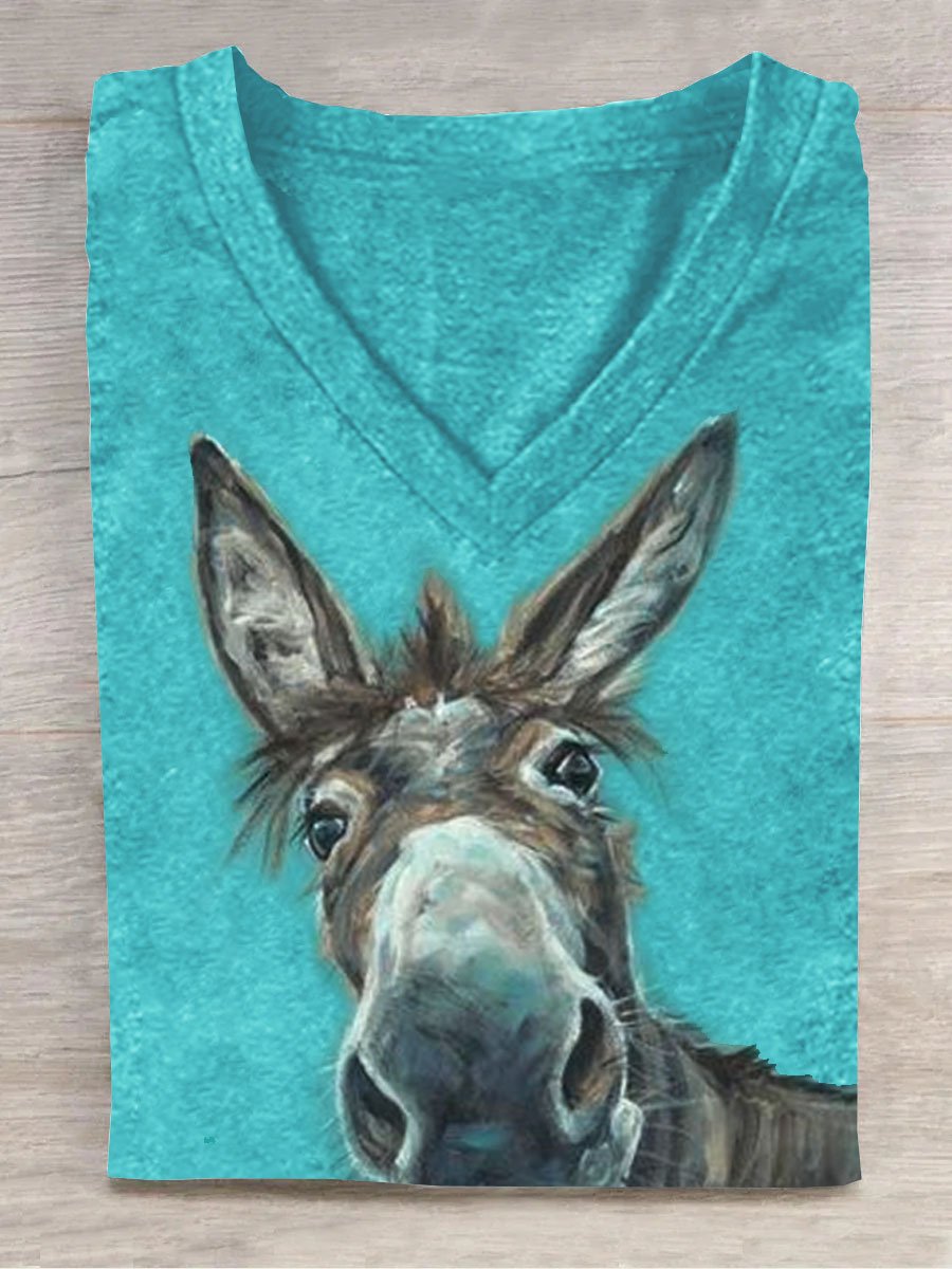 Pferd Print Weit Lässig T-Shirt