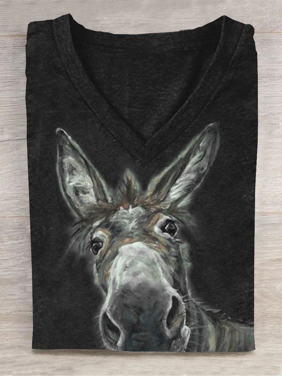 Pferd Print Weit Lässig T-Shirt