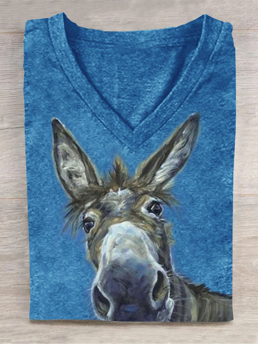 Pferd Print Weit Lässig T-Shirt