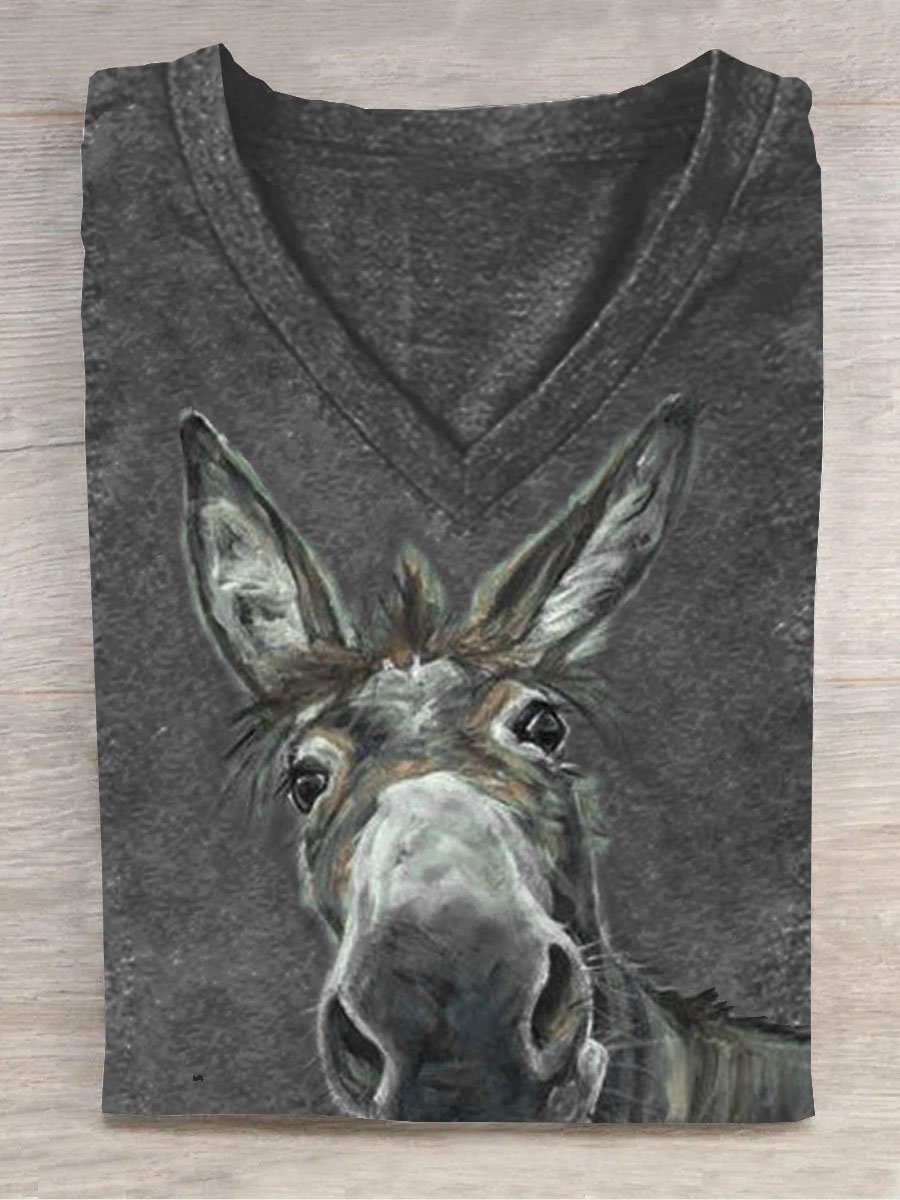 Pferd Print Weit Lässig T-Shirt