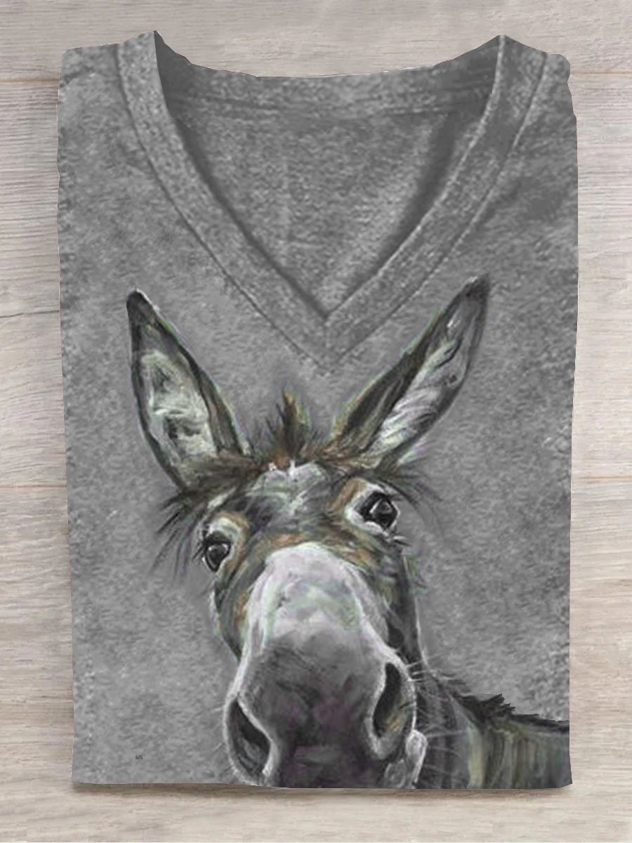 Pferd Print Weit Lässig T-Shirt