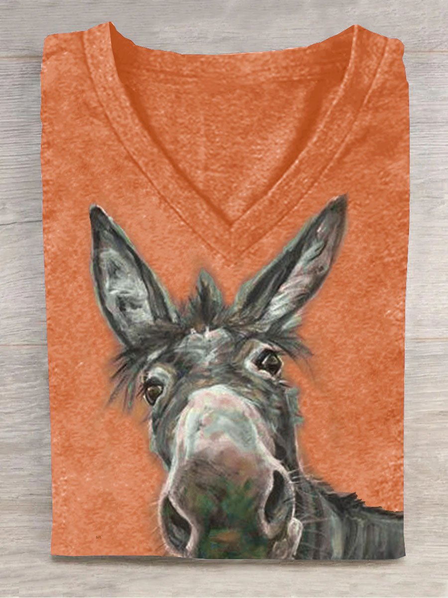 Pferd Print Weit Lässig T-Shirt