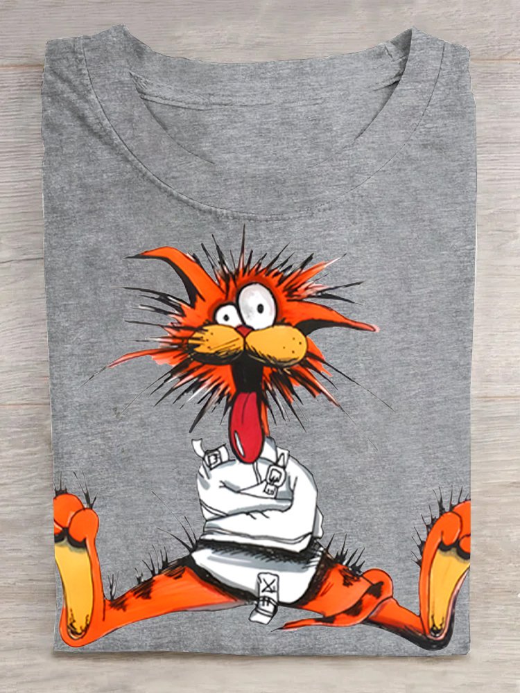 Kartoon Tiere Baumwollmischung Weit Lässig T-Shirt