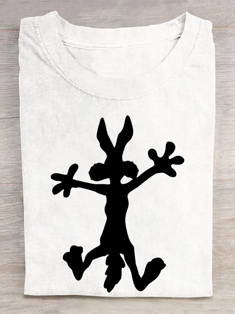 Lässig Weit Rundhals Hase T-Shirt