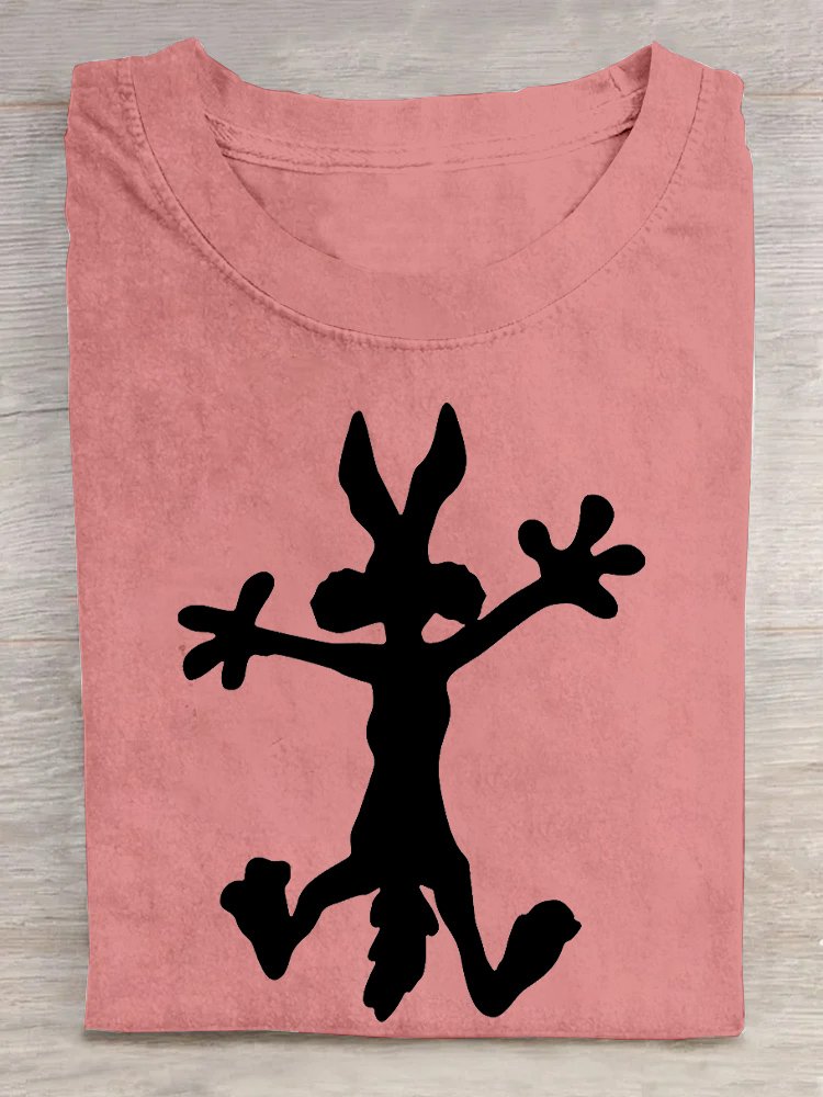 Lässig Weit Rundhals Hase T-Shirt