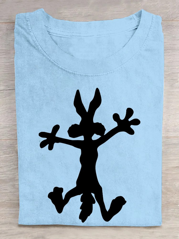 Lässig Weit Rundhals Hase T-Shirt