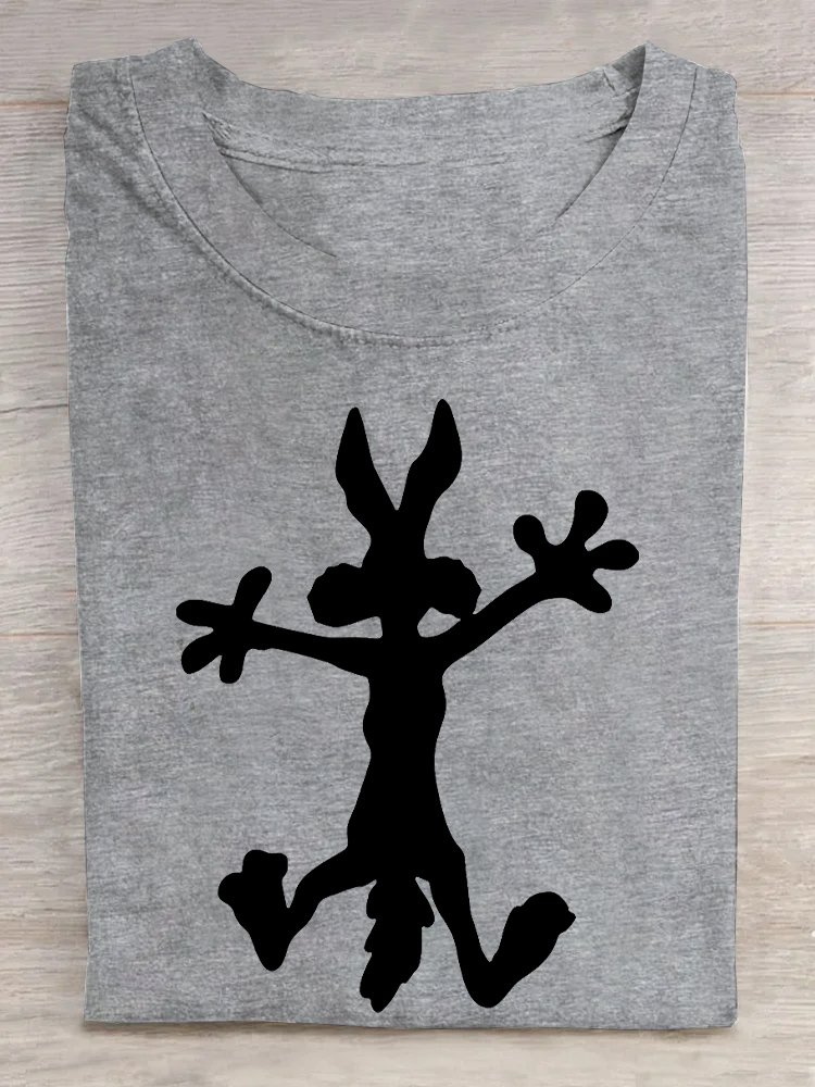 Lässig Weit Rundhals Hase T-Shirt