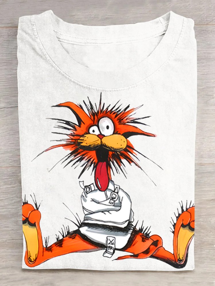 Kartoon Tiere Baumwollmischung Weit Lässig T-Shirt