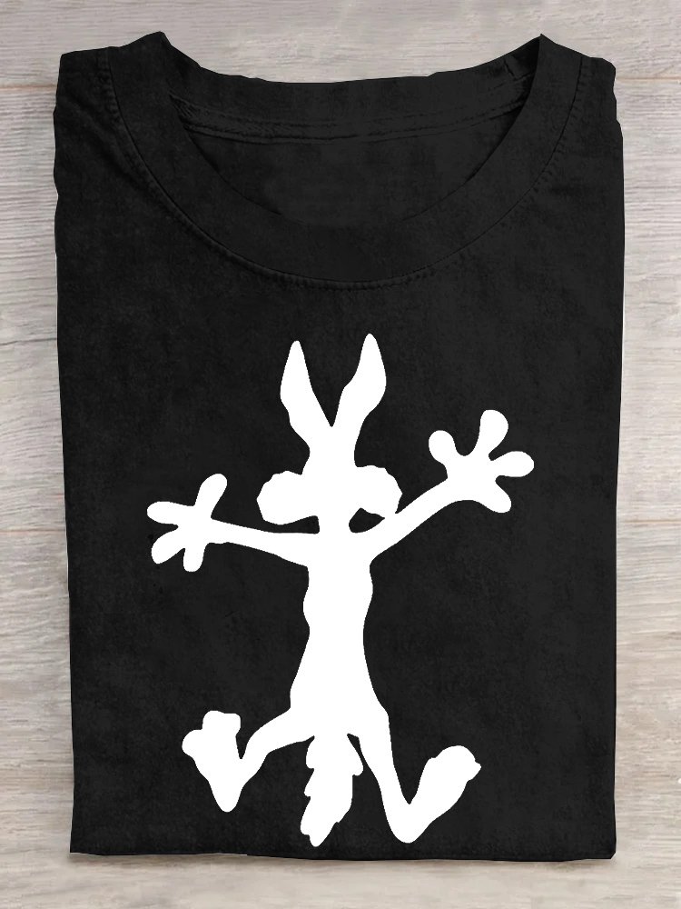 Lässig Weit Rundhals Hase T-Shirt