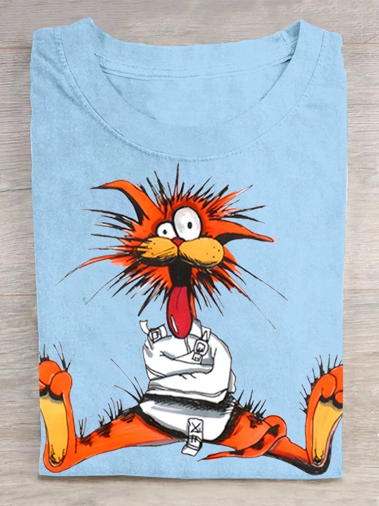 Kartoon Tiere Baumwollmischung Weit Lässig T-Shirt