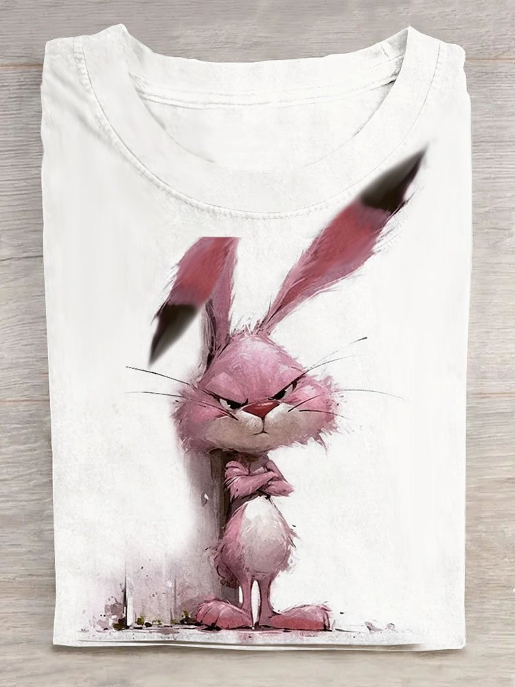 Lustig Hase Kurzarm Weit Rundhals H-Linie T-Shirt