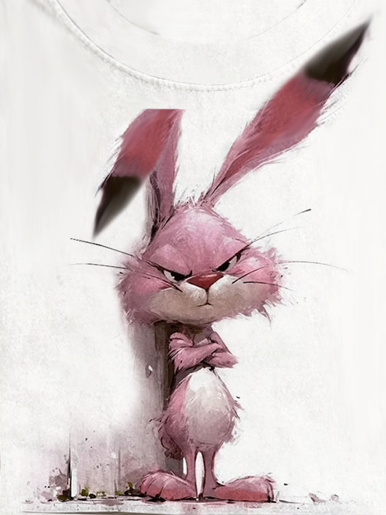 Lustig Hase Kurzarm Weit Rundhals H-Linie T-Shirt