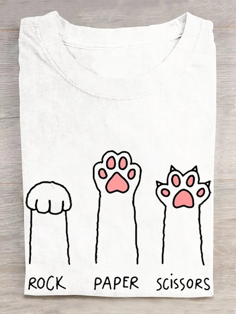 Katze Krallen Lässig Baumwolle T-Shirt