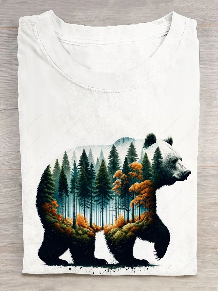 Baum Rundhals Lässig Weit T-Shirt