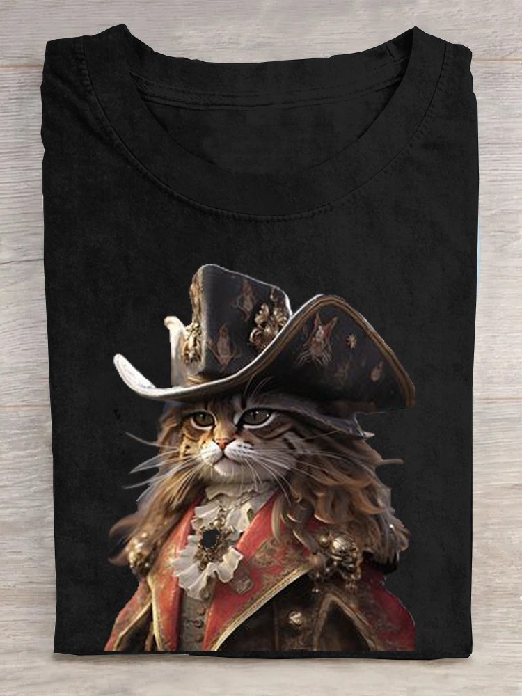 Katze Weit Baumwolle Lässig T-Shirt