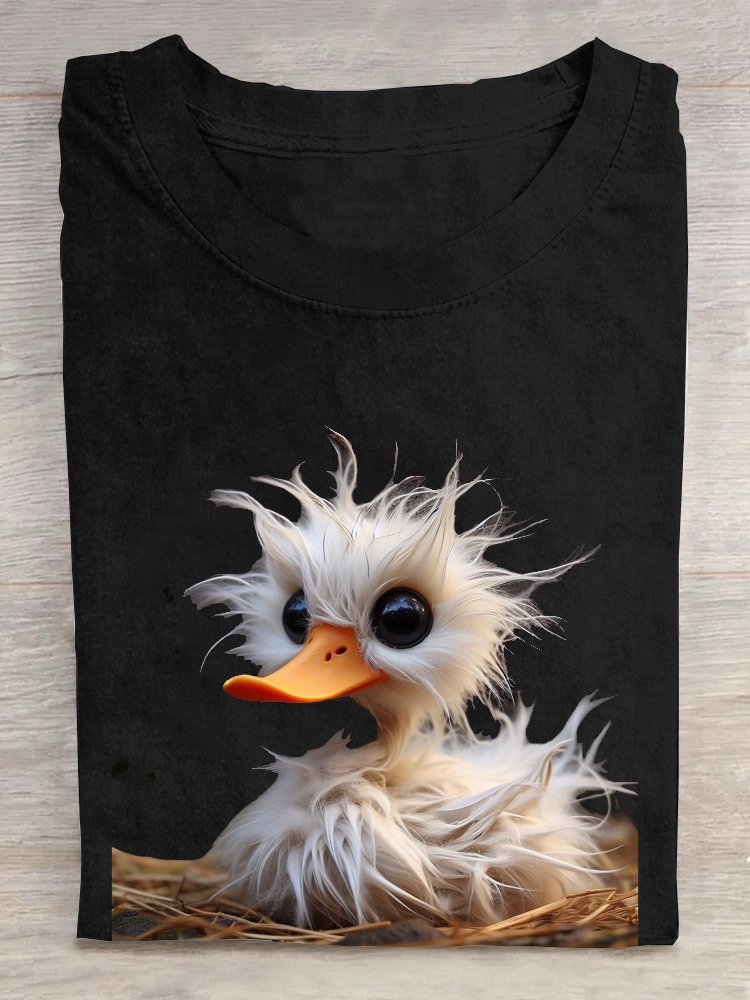 Lässig Weit Rundhals Ente T-Shirt