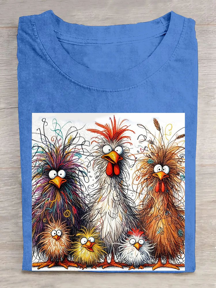 Lustig Hähnchen Kunst Drucken Lässig T-Shirt