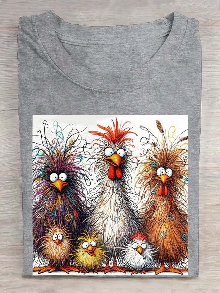 Lustig Hähnchen Kunst Drucken Lässig T-Shirt