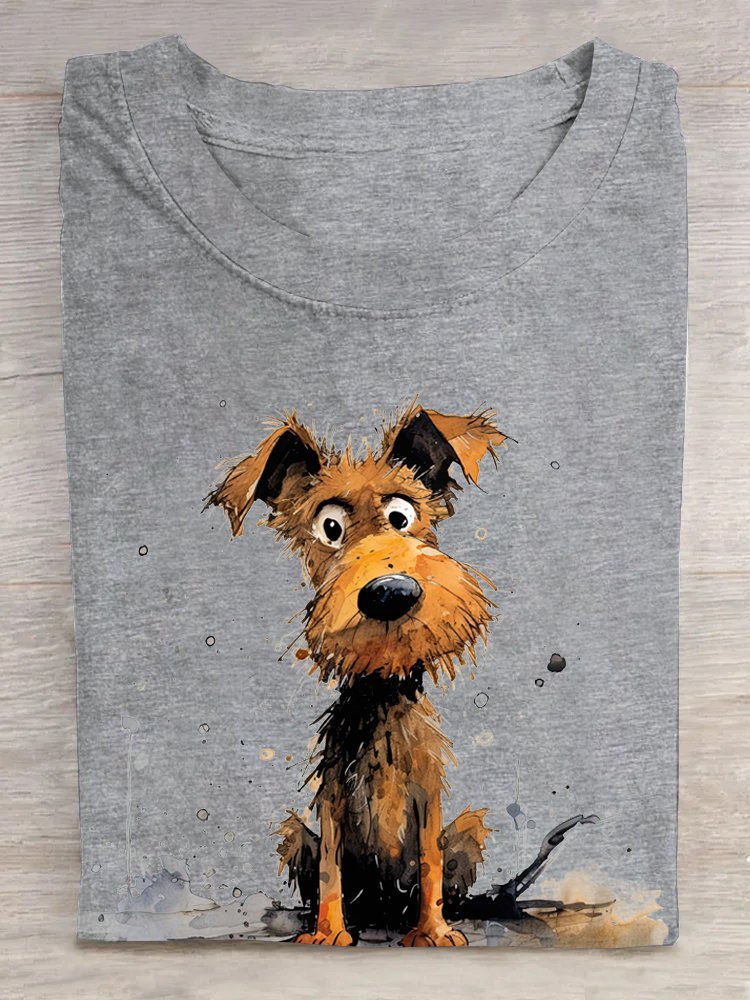 Hund Lässig Baumwolle Weit T-Shirt