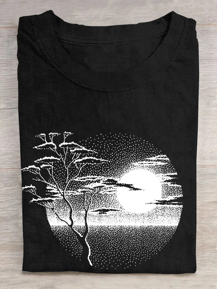 Landschaft Weit Lässig Rundhals T-Shirt