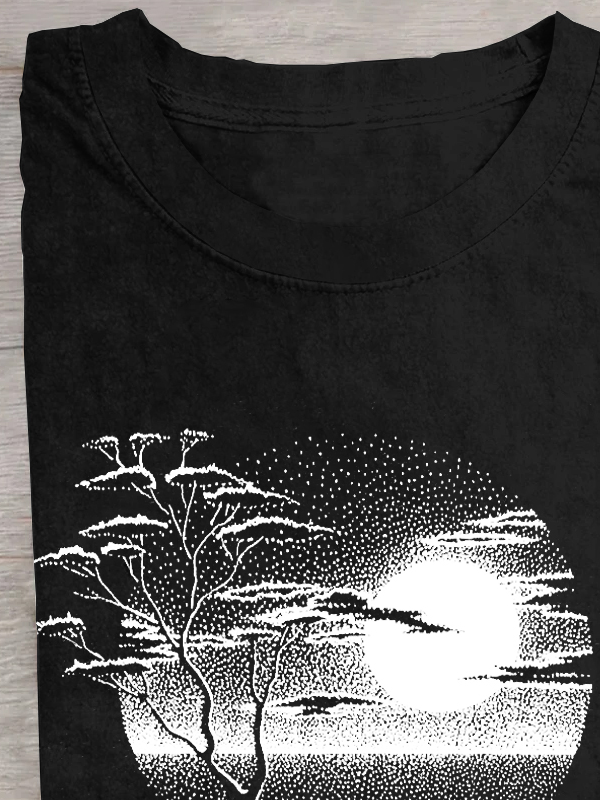 Landschaft Weit Lässig Rundhals T-Shirt