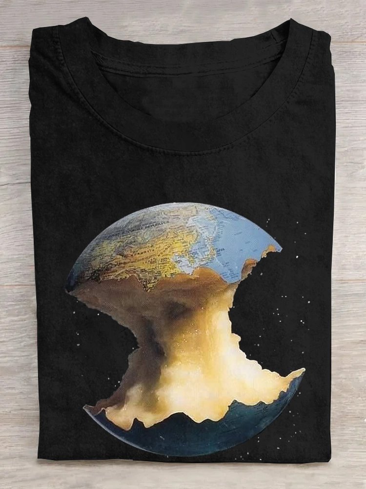 Weit Lässig zufällig Print T-Shirt