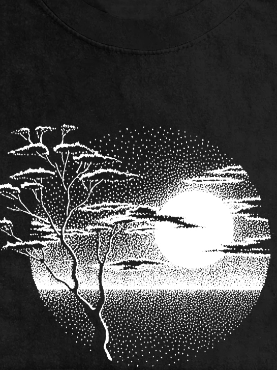 Landschaft Weit Lässig Rundhals T-Shirt