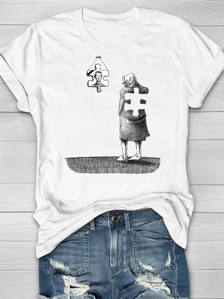 Baumwolle Figur Lässig T-Shirt