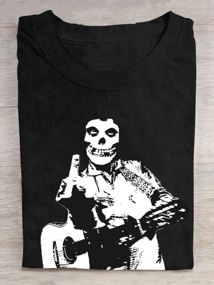 Rock Musik- Schädel Print T-Shirt