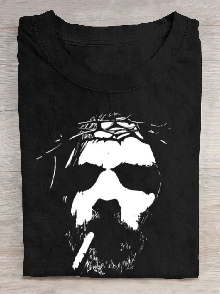 Figur Rundhals Weit Lässig T-Shirt