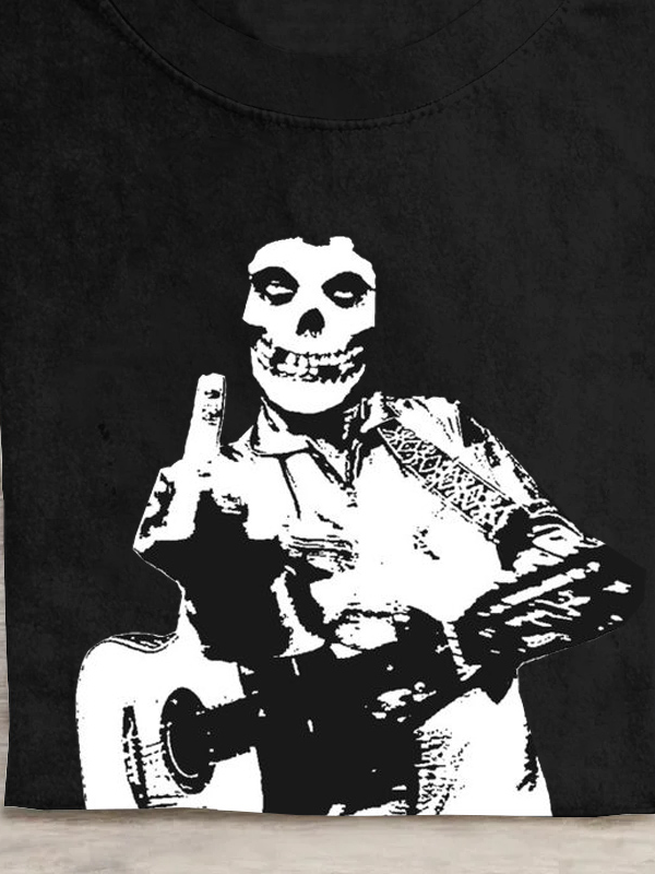 Rock Musik- Schädel Print T-Shirt