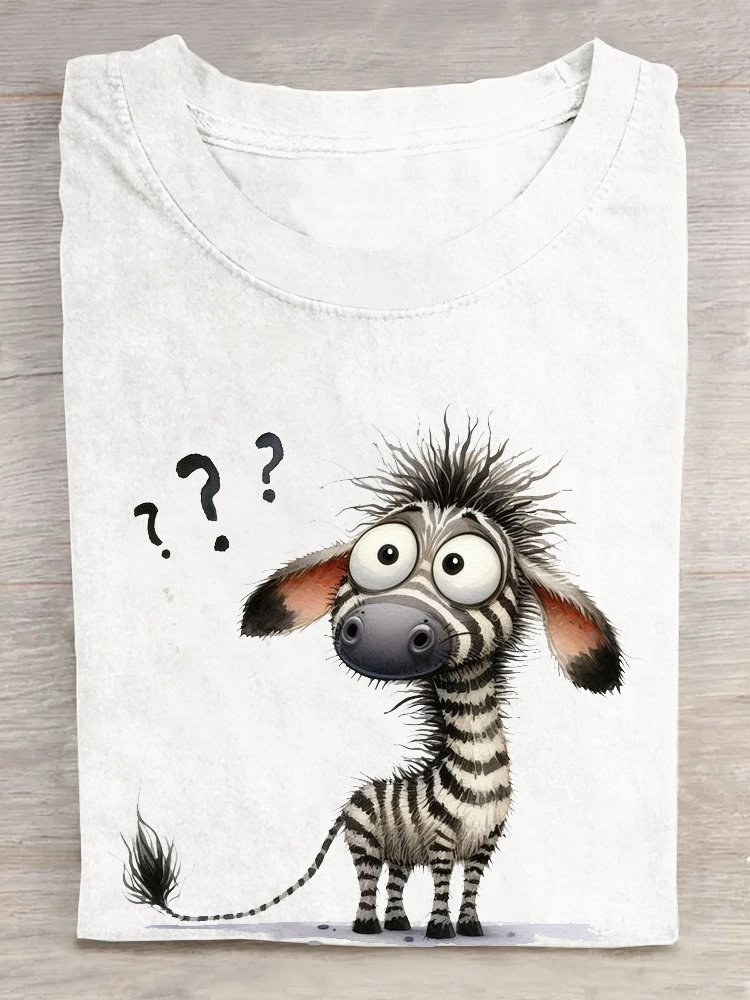 Zebra Baumwolle Lässig Weit T-Shirt