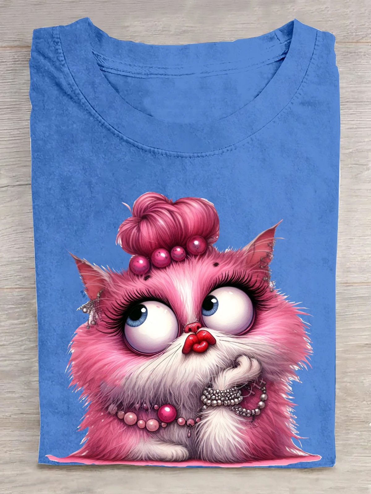 Glamourös Pink Katze Baumwolle T-Shirt