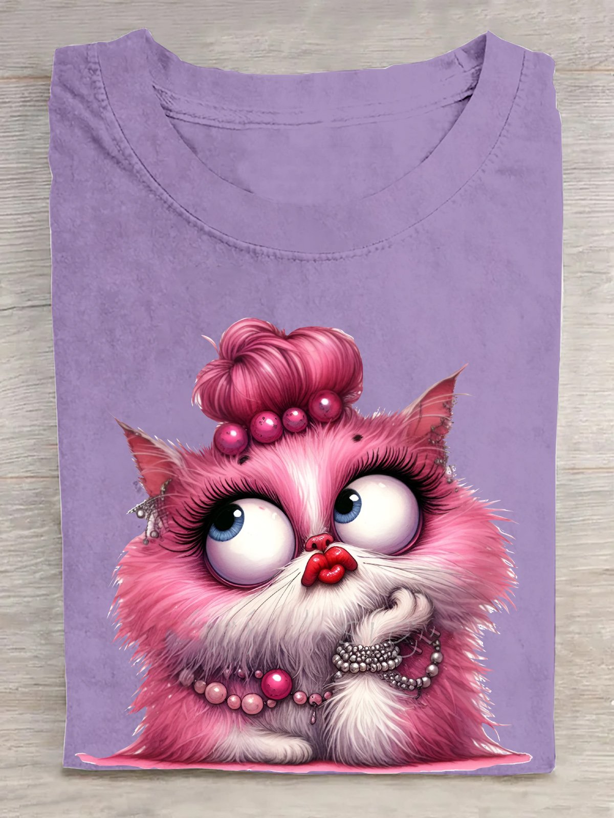 Glamourös Pink Katze Baumwolle T-Shirt