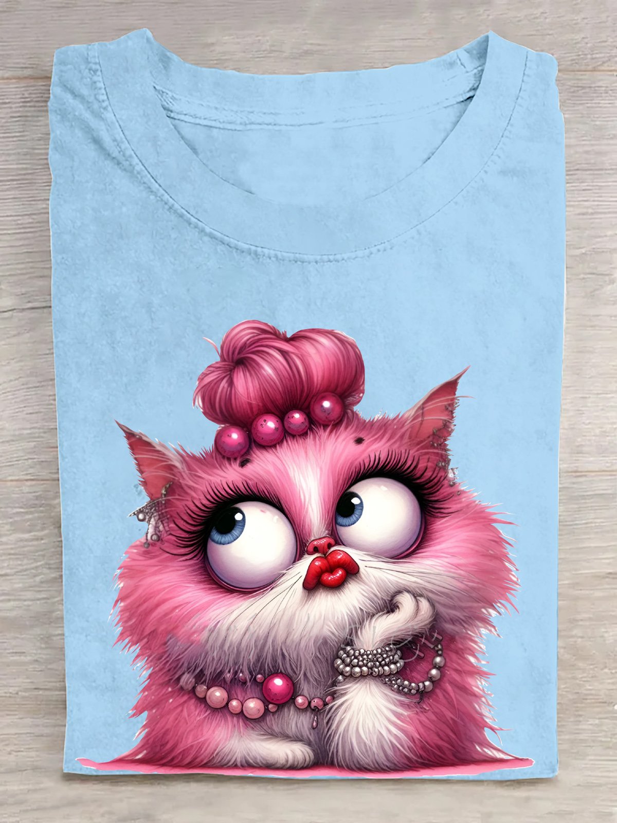 Glamourös Pink Katze Baumwolle T-Shirt