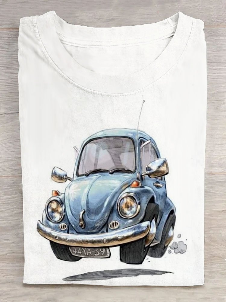 Spaß Auto Print Rundhals T-Shirt