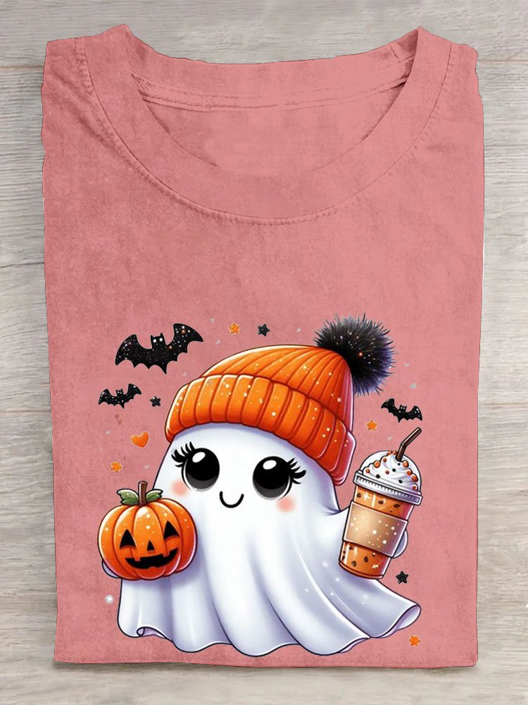 Spaß Halloween Kürbis Print Rundhals T-Shirt