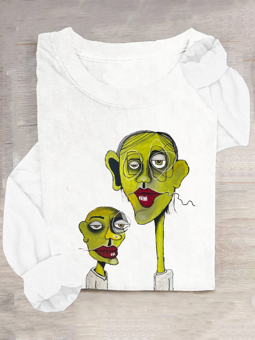 Lässig Rundhals Abstrakt Figur T-Shirt