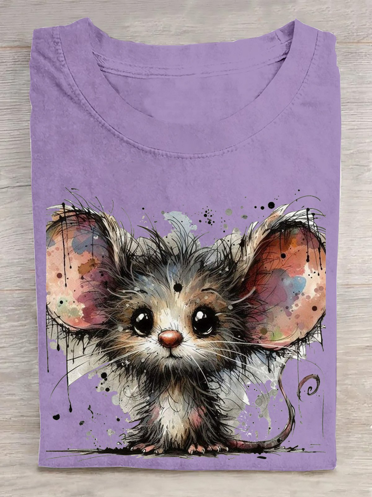 Lustig Maus Print Rundhals T-Shirt