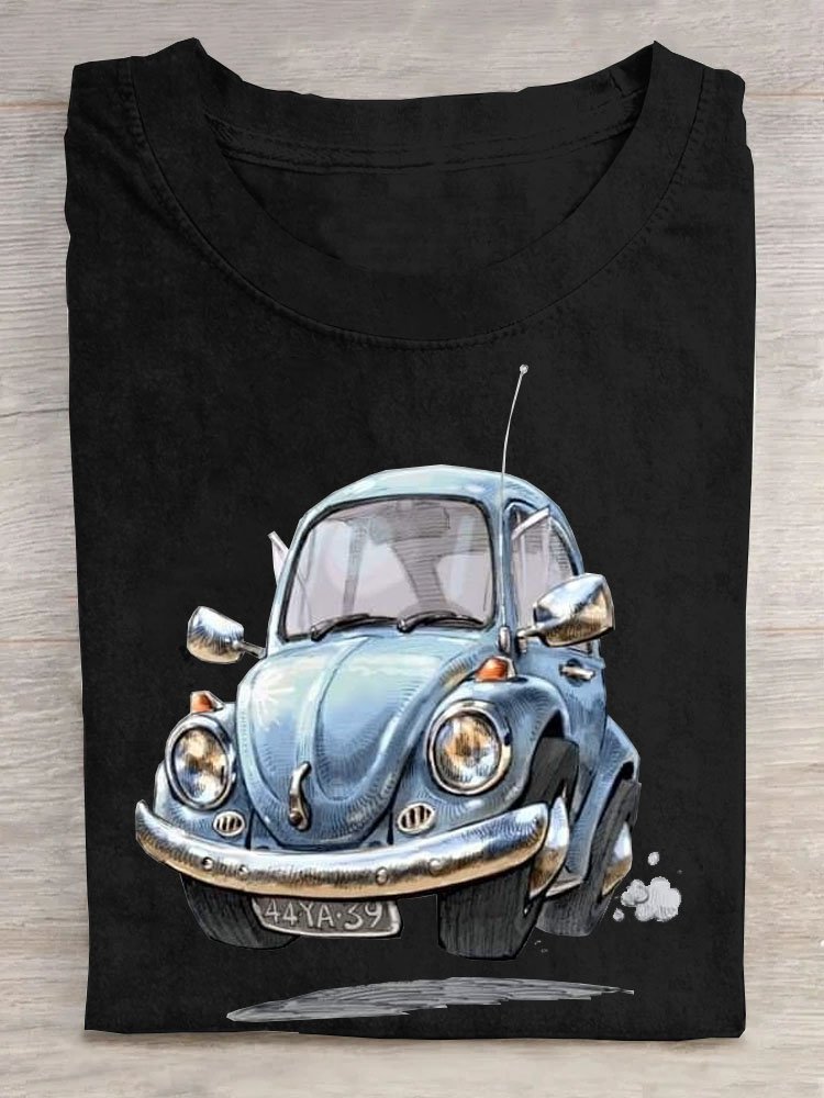 Spaß Auto Print Rundhals T-Shirt