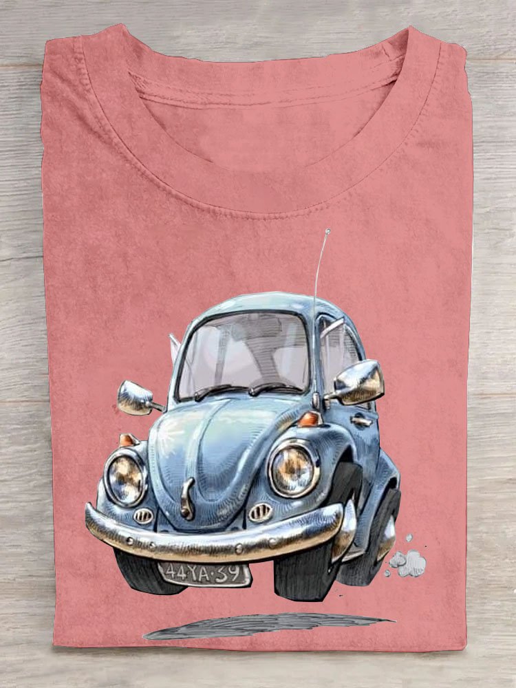 Spaß Auto Print Rundhals T-Shirt