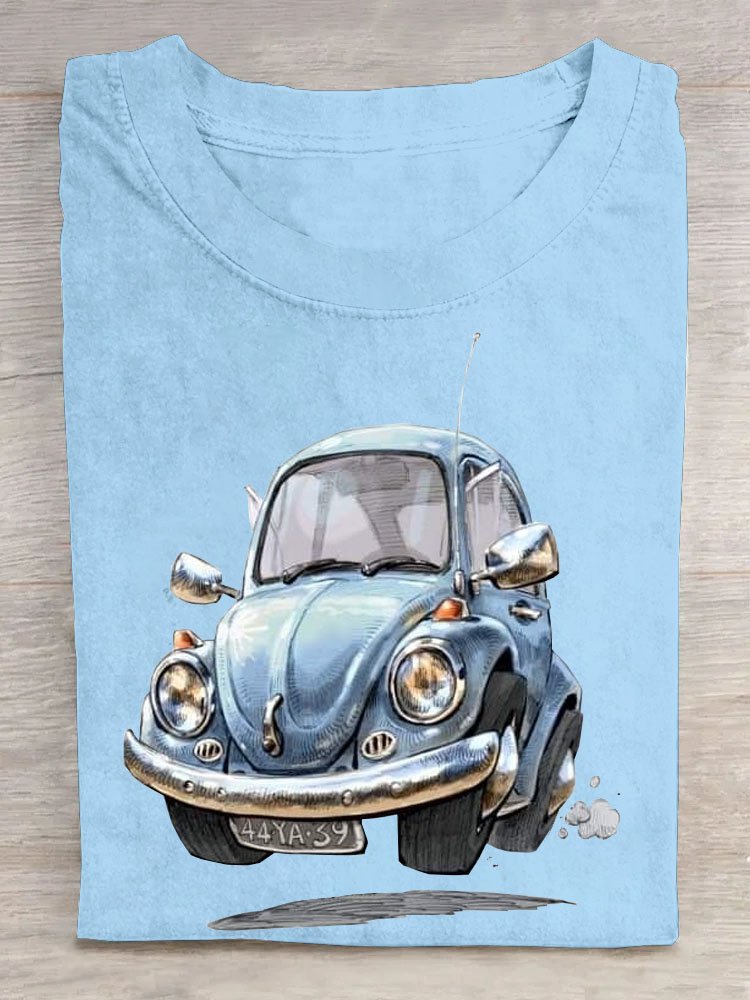 Spaß Auto Print Rundhals T-Shirt