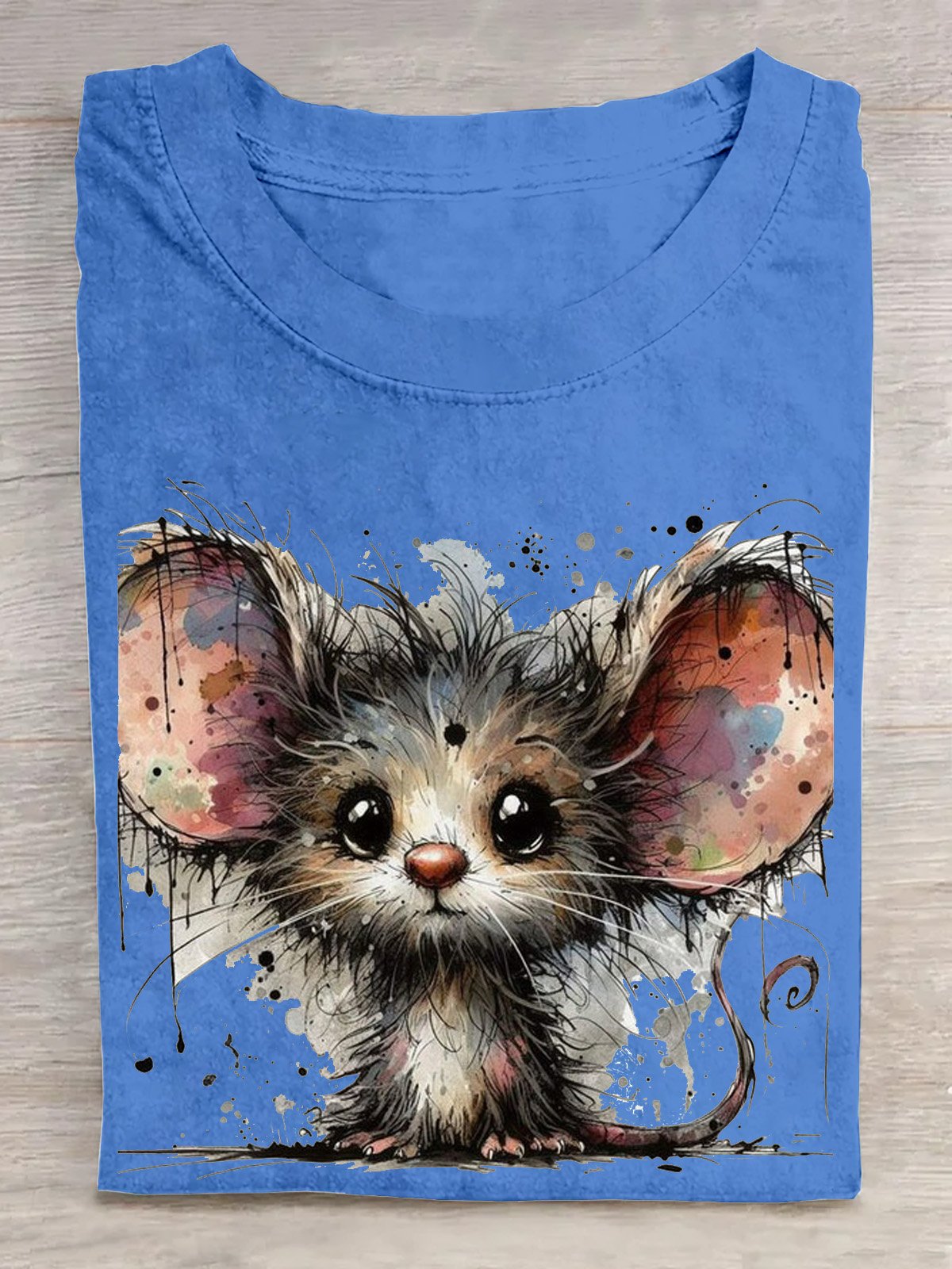 Lustig Maus Print Rundhals T-Shirt